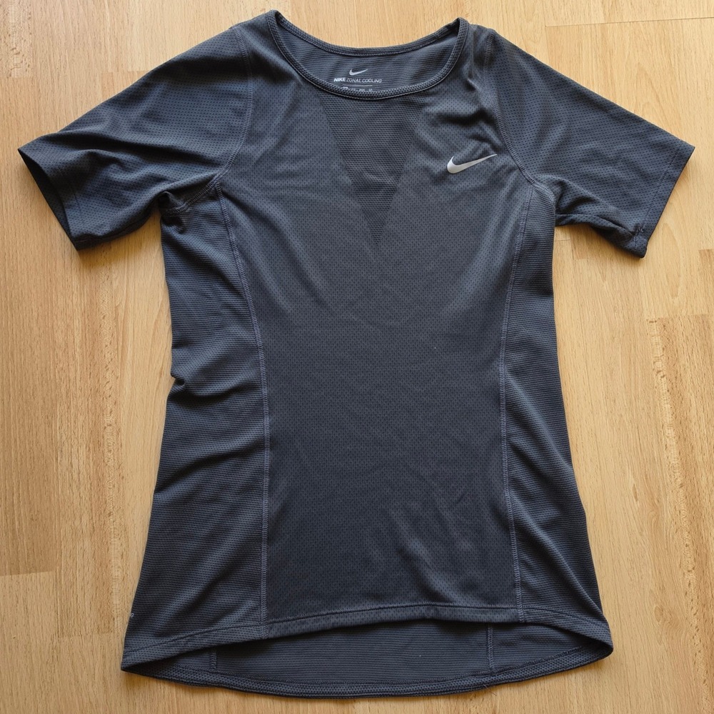 Nike Zonal Cooling Womens XS Dark Grey Running Training T-Shirt